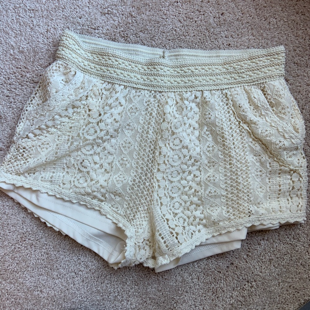 White Lace Shorts Size M